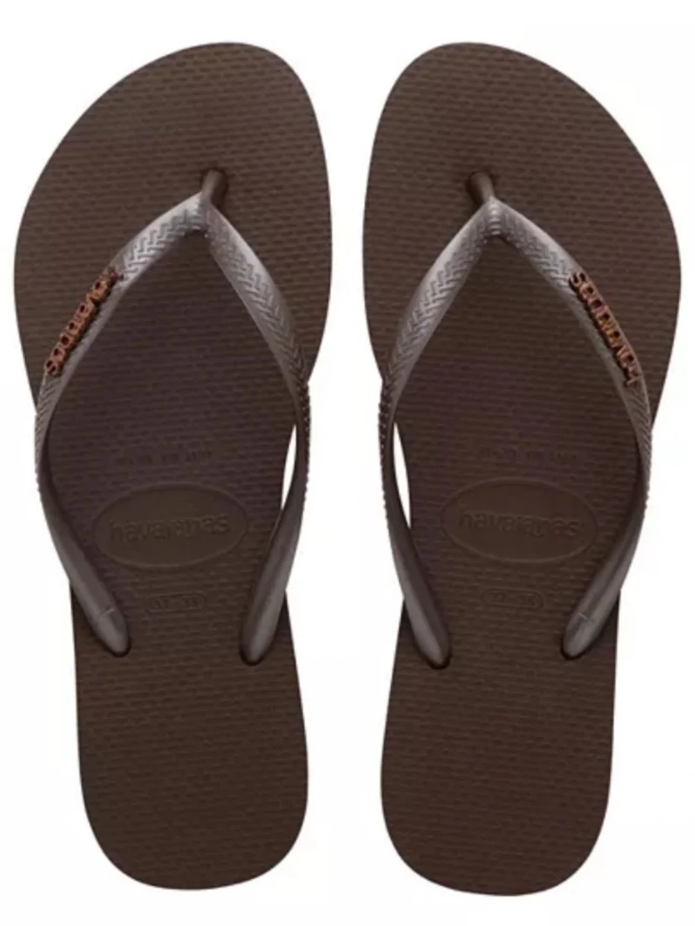 HAVAIANAS Youth Slim Logo Metallic Flip Flops